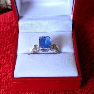 10KT WHITE 🤍 GOLD PLATED WITH BLUE 💙 TOPAZ RING